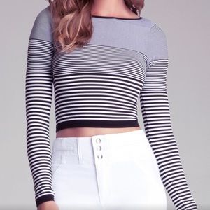 Bebe striped crop top